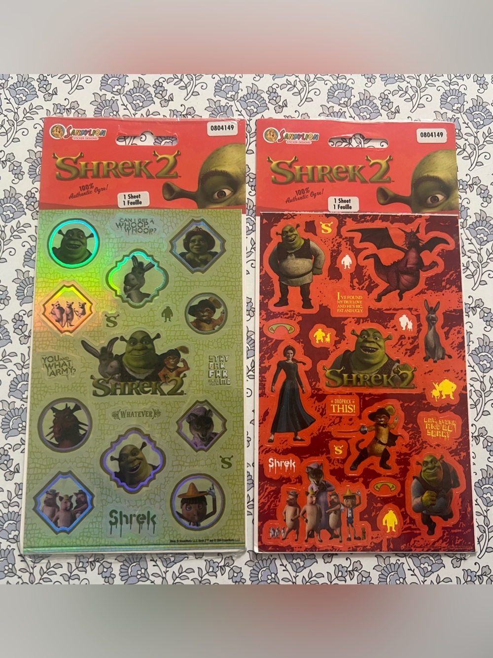 Vintage Y2K Shrek 2 Sandylion Stickers Sheets - Lot of 2